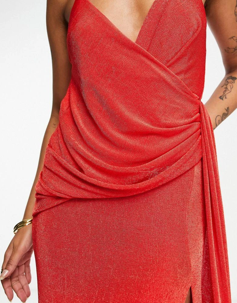 ASOS DESIGN ASOS DESIGN drape wrap maxi dress in red 3