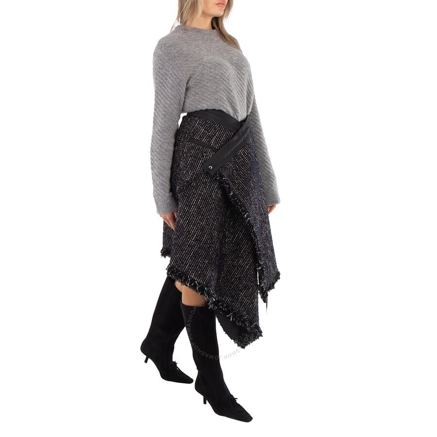 Sacai Ladies Tweed Asymmetric Midi Skirt