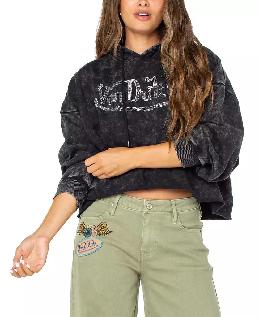 Von Dutch Women's Rhinestone-Logo Crop Hoodie 1