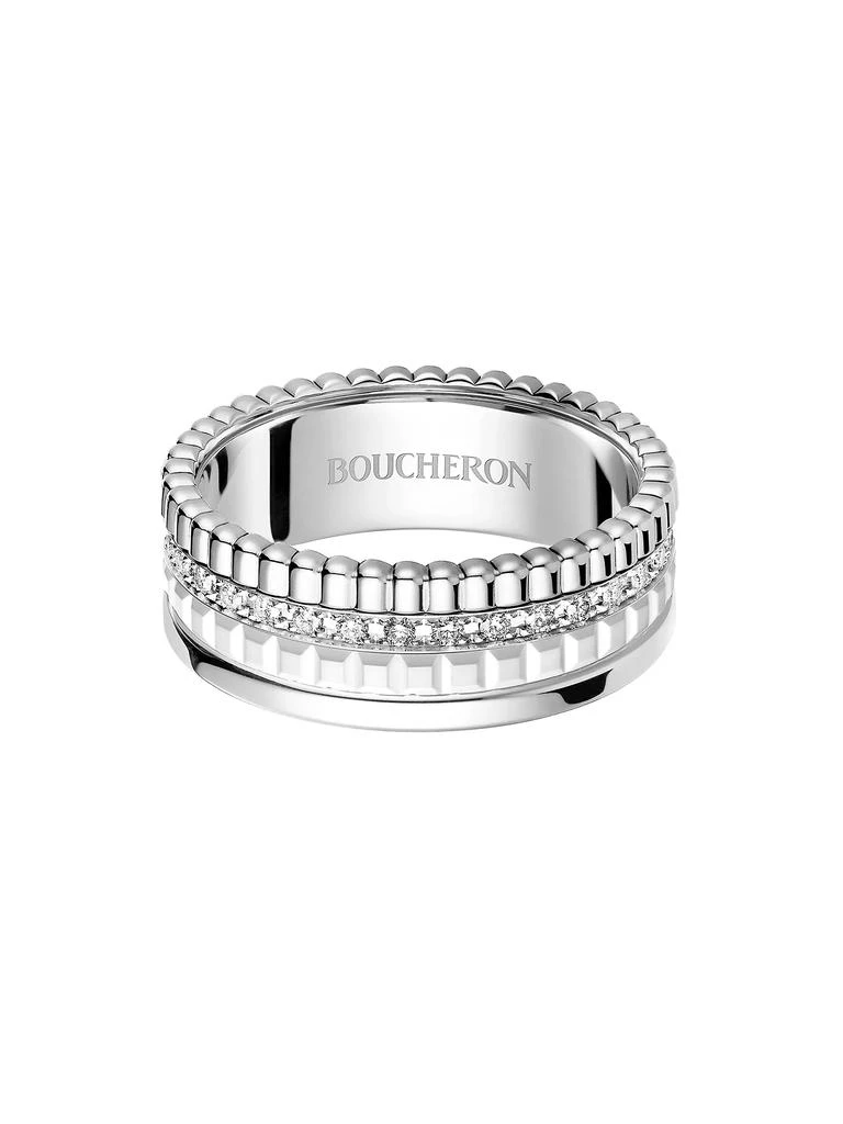 Boucheron Quatre White Edition 18K White Gold, HyCeram & 0.26 TCW Diamond Ring 3