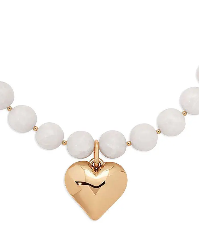 Ettika Jewelry Luck and Love Heart Stone Beaded Pendant Necklace, 15-18"