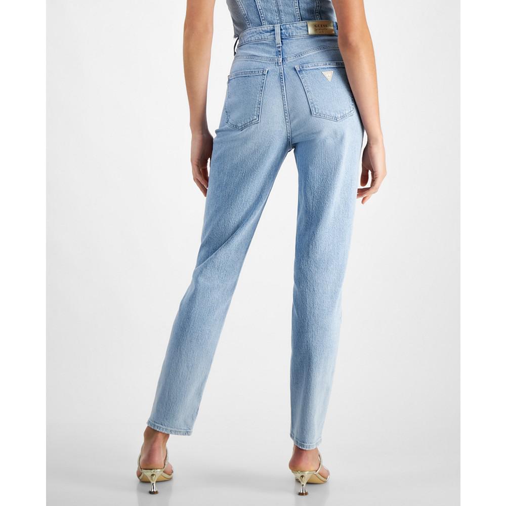 GUESS Women's High Rise Embellished Mom Jeans