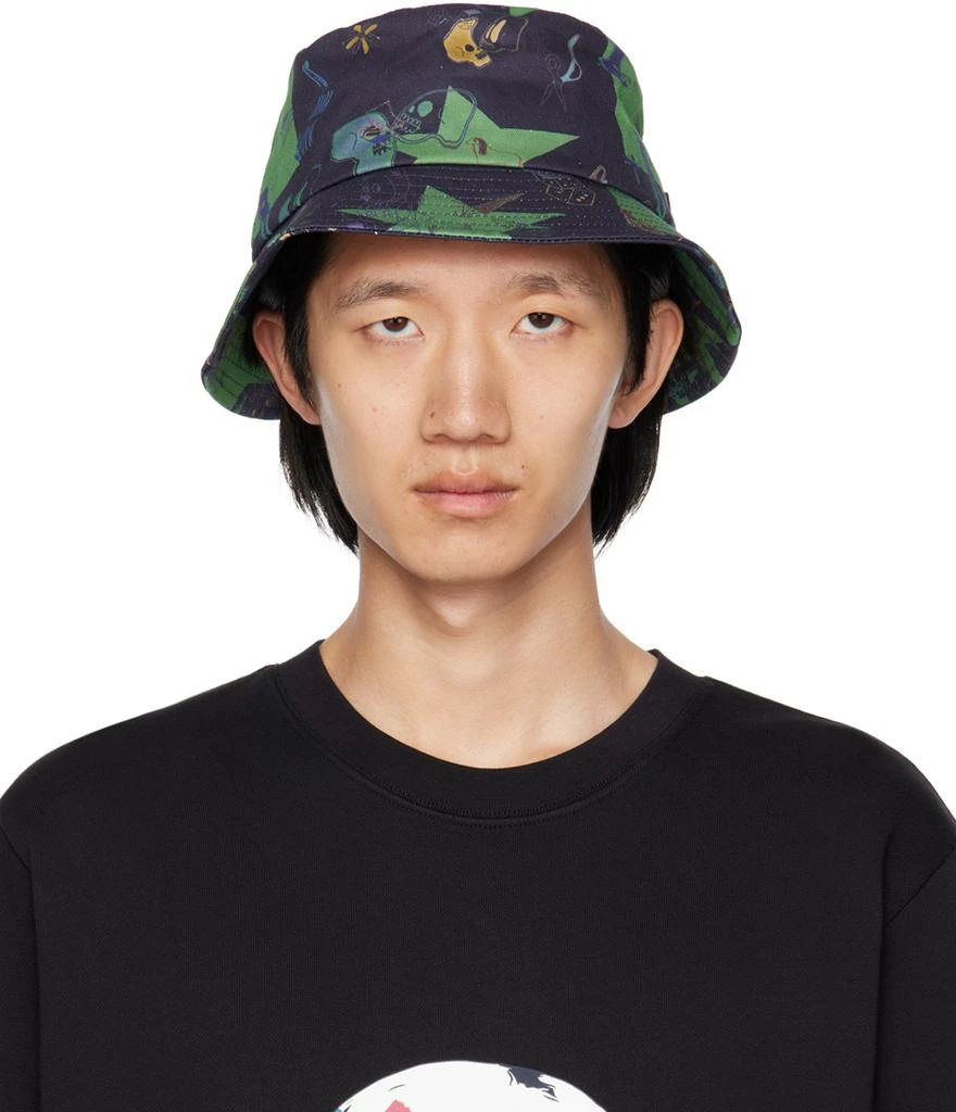 Paul Smith Navy & Green Tattoo Bucket Hat 1