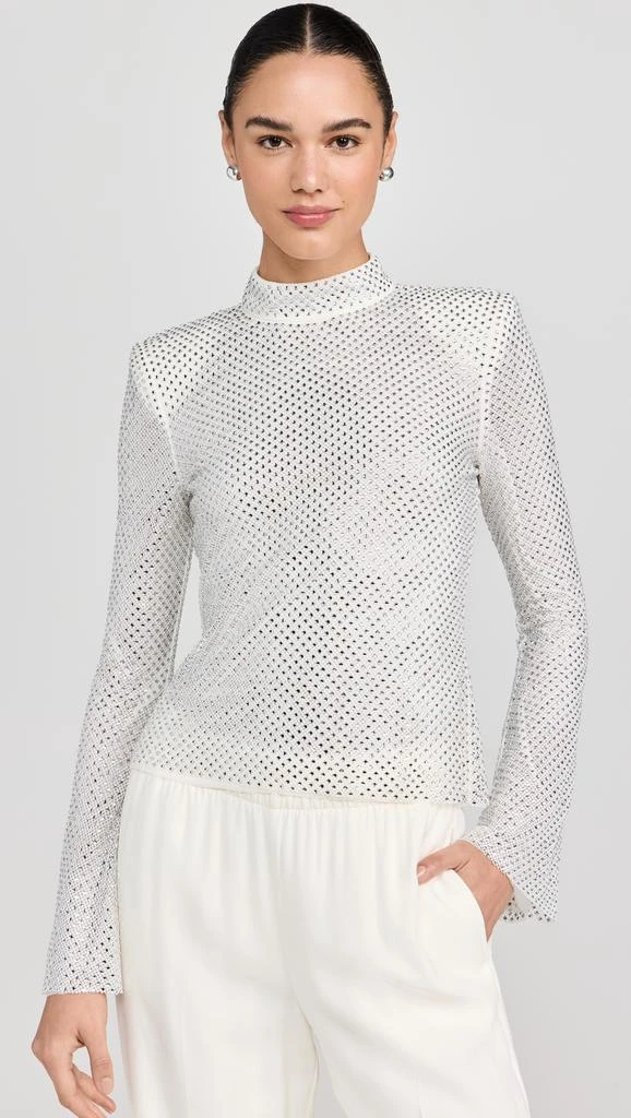 Self Portrait Silver Rhinestone Fishnet Top 1