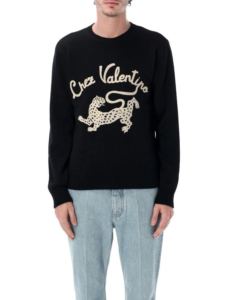 Valentino Valentino Animal Embroidered Crewneck Jumper from Cettire