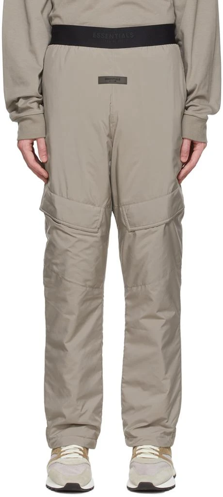 Essentials Taupe Polyester Cargo Pants 1
