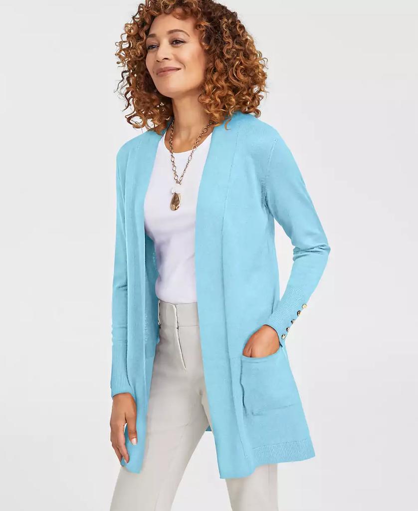 JM Collection Petite Open-Front Button-Cuff Cardigan, Created for Macy's