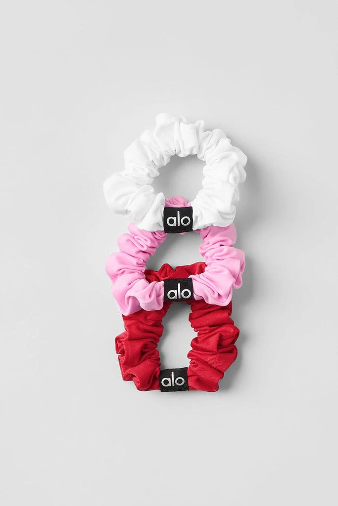 Alo Fresh Mini Scrunchie 3-Pack - Bold Red/Sweet Pink/White 1