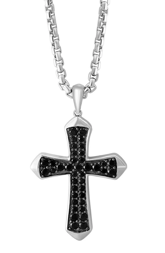 Effy Men's Black Spinel Cross Pendant Necklace 2
