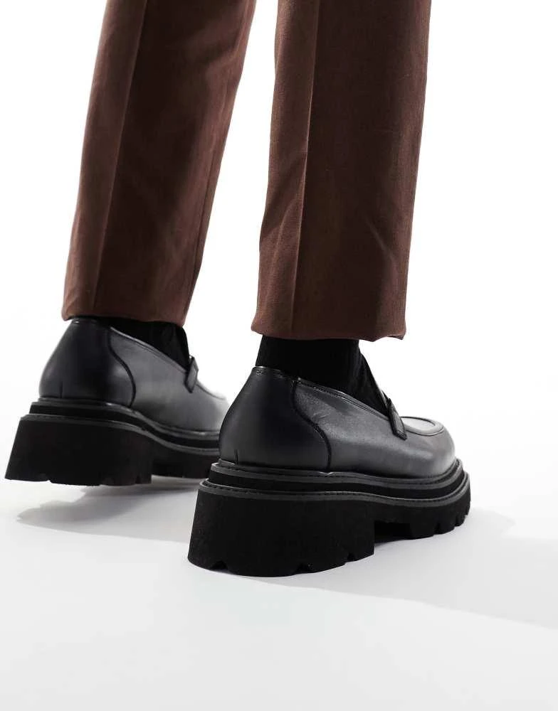 ASOS ASOS DESIGN chunky loafer in black with silver hardware 4