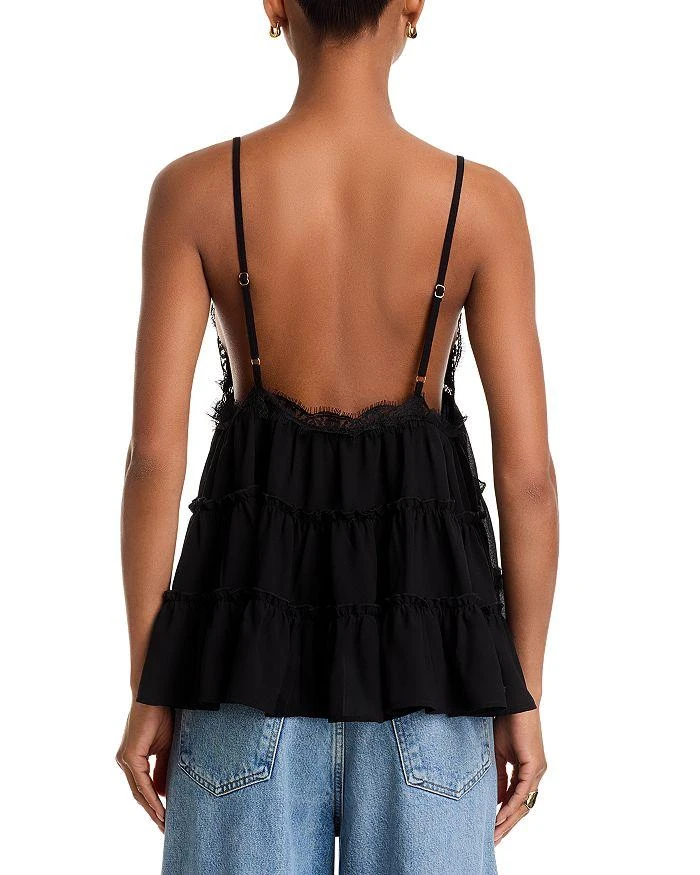 Aqua Lace Trim Camisole Top - Exclusive - Black - XS