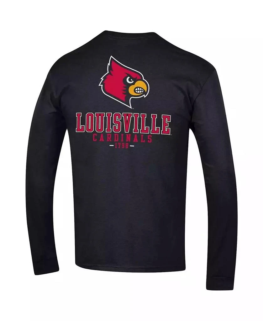 CHAMPION Men's Black Louisville Cardinals Team Stack Long Sleeve T-shirt 3