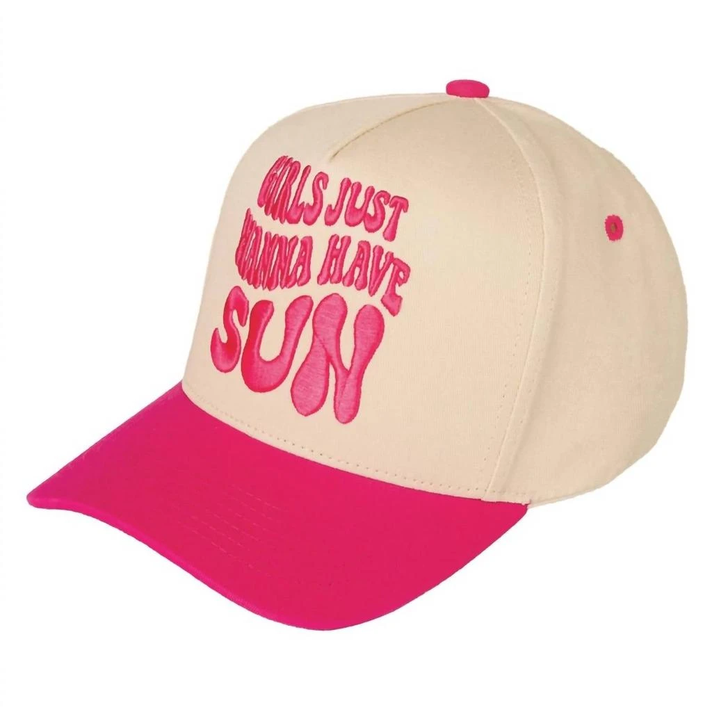 Fashion CITY Women
s Girls Just Wanna Have Sun Embroidered Hat In Hot Pink