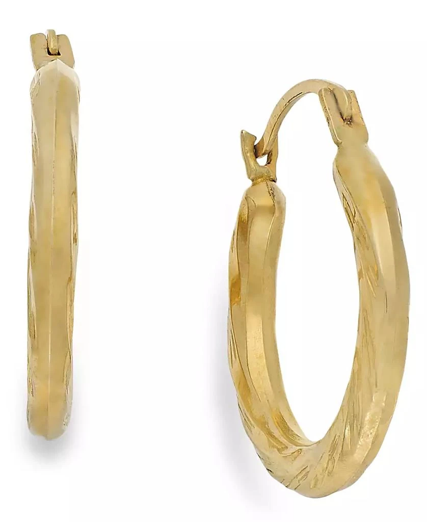 Macy's Diamond-Cut Hoop Earrings in 10k Gold 1