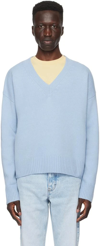 AMI Paris Blue Cropped Sweater 1