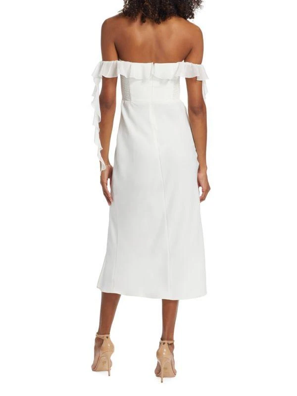 Amanda Uprichard Copellia Silk-Trim Flutter Midi-Dress 4