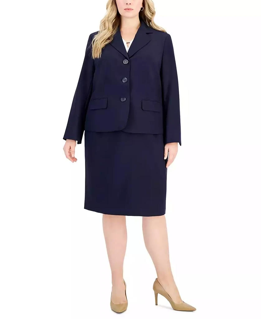 Le Suit Plus Size Button-Front Pencil Skirt Suit 2