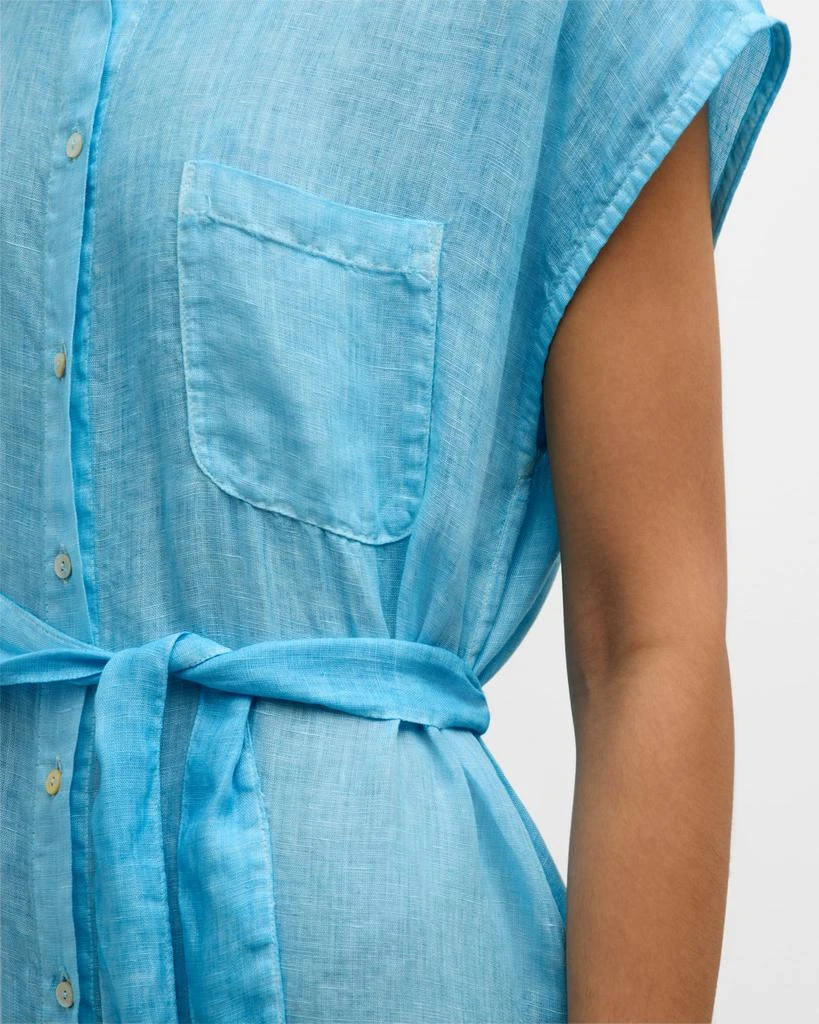 120% Lino Belted Cap-Sleeve Linen Midi Shirtdress 5