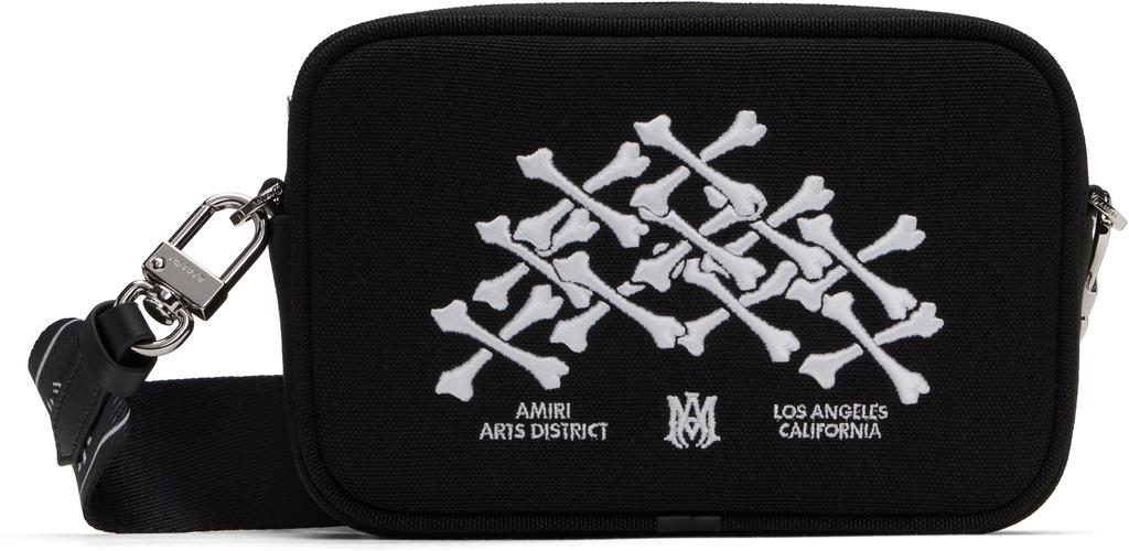 Shop Amiri Logo Embroidered Staggered Messenger Bag on Sale