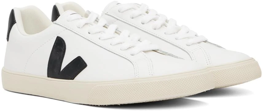 Veja White & Black Esplar Leather Sneakers 4