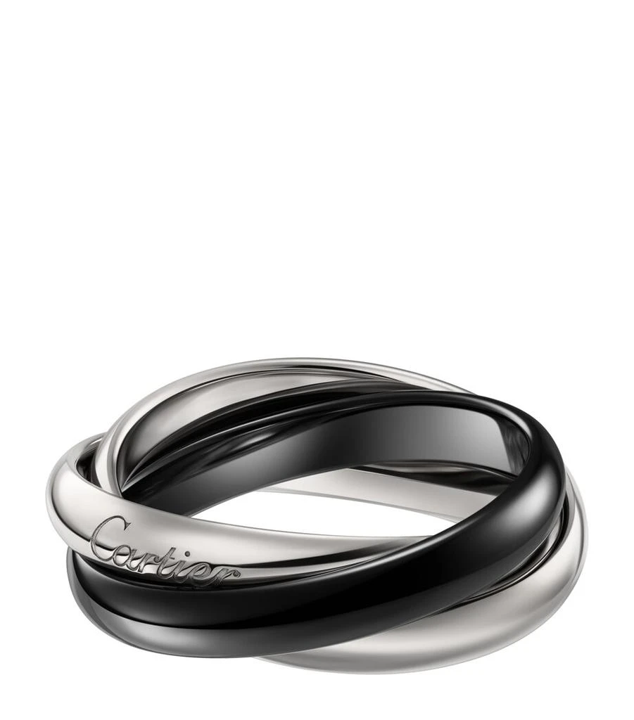 Cartier Medium White Gold and Ceramic Trinity Ring 1