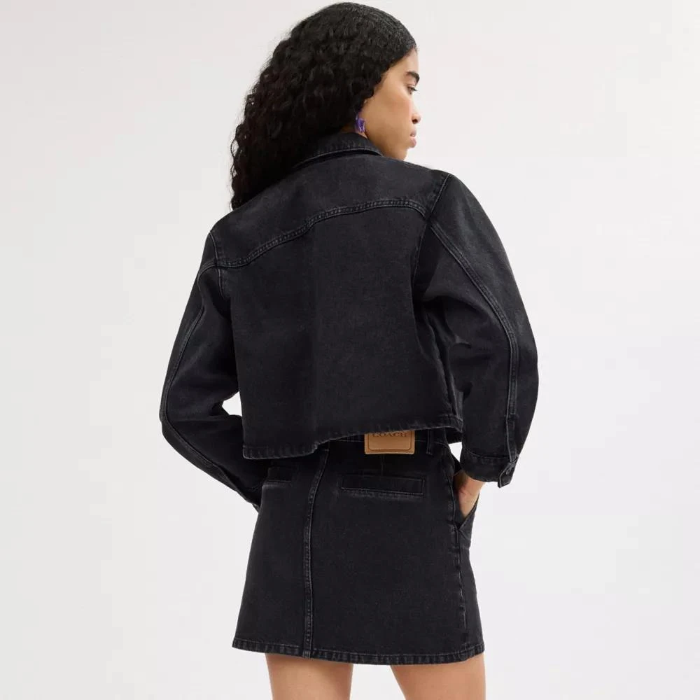 Coach Cropped Denim Button Down In Organic Cotton 3