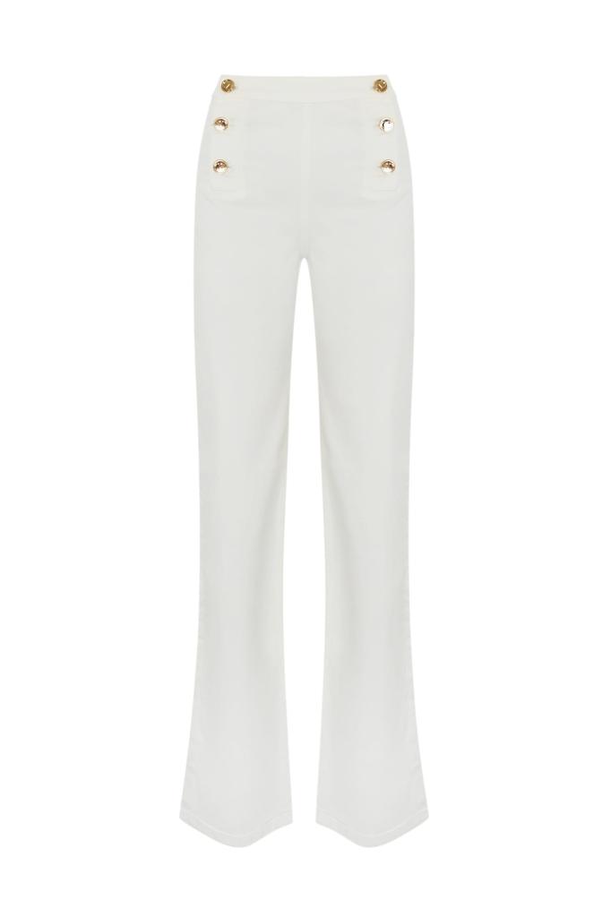 TWINSET Wide Leg Trousers In White Denim