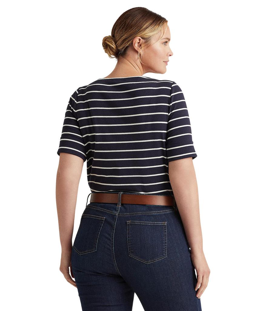 LAUREN Ralph Lauren Plus Size Striped Boatneck Top