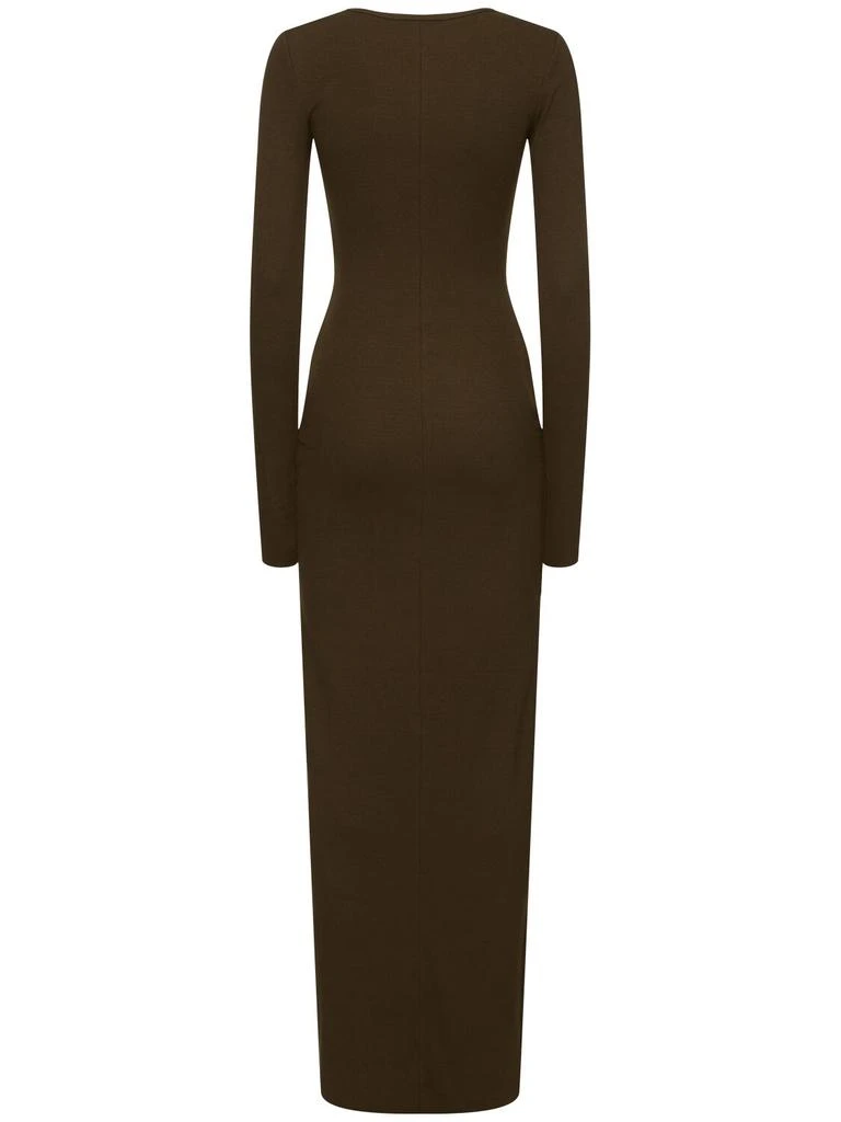 ÉTERNE Long Sleeve Jersey Crewneck Maxi Dress 4
