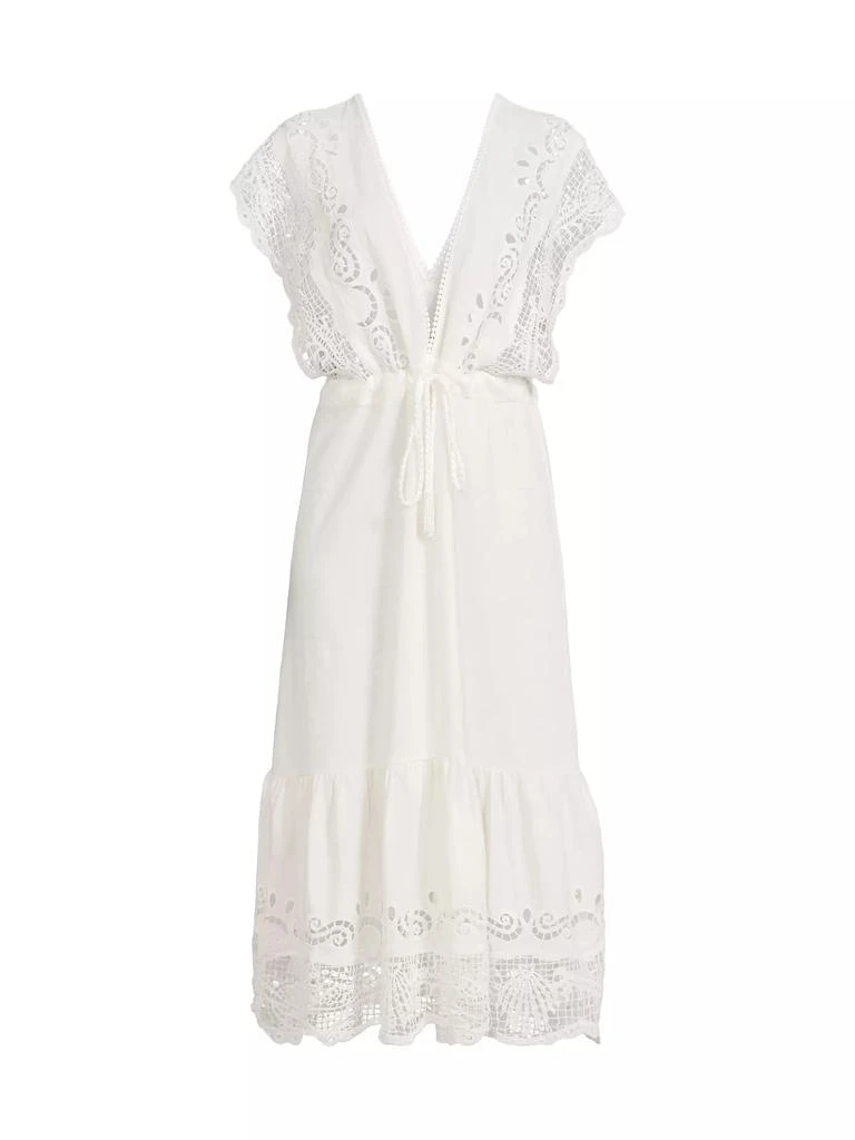 Farm Rio Guipure Lace Linen-Blend Midi-Dress 1