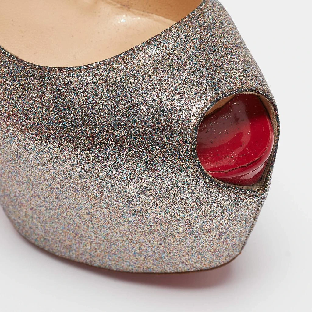 Christian Louboutin Christian Louboutin Gold Glitter Highness Peep Toe Platform Pumps Size 36.5 7