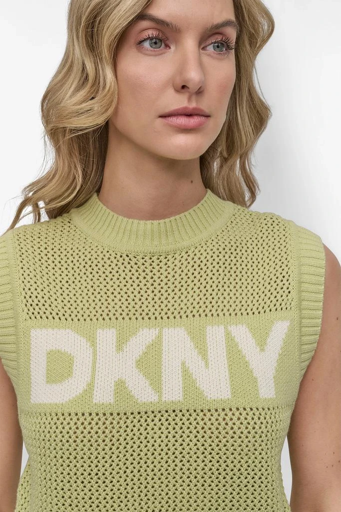 DKNY SLEEVELESS LOGO CREW NECK POINTELLE STITCH 4