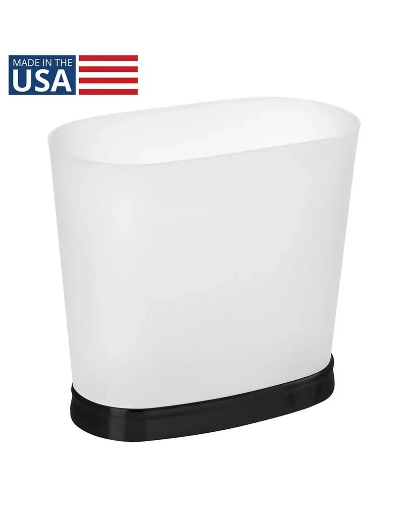 iDesign mSmall Oval Bathroom Trash Can - Frost/Matte Black - Made in USA
