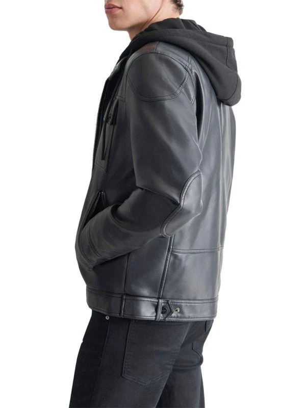 DKNY Faux Leather Hooded Jacket 2