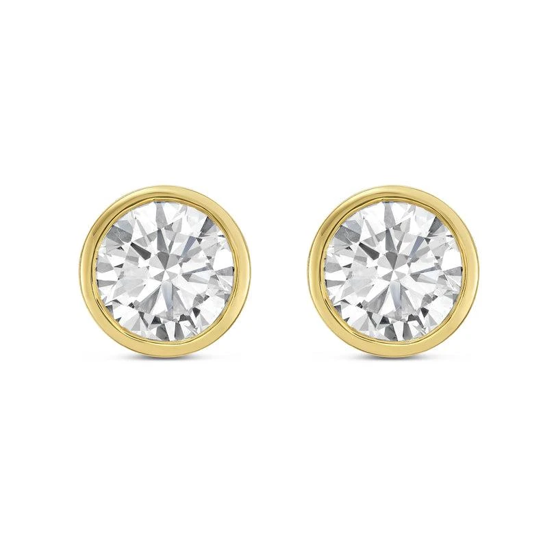 Diana M Jewels 14KT YELLOW GOLD LAB GROWN ROUND STUDS IN A BEZEL SETTING WEIGHING 8.00 CTS TW