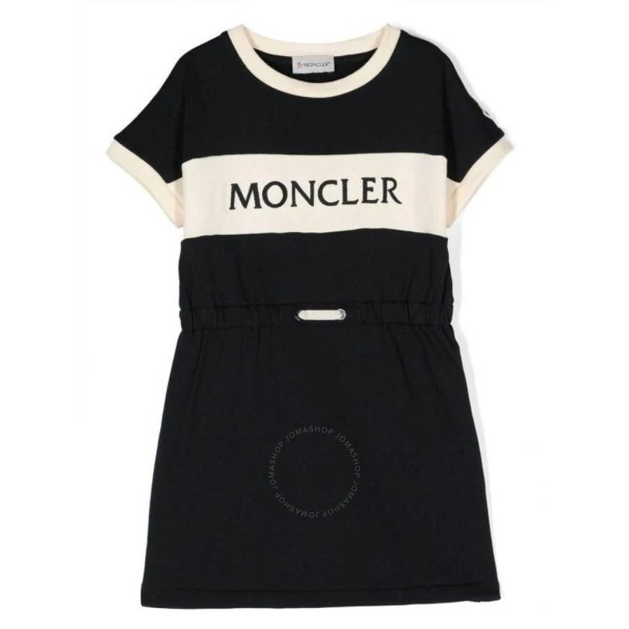 Moncler Girls Striped Logo Cotton Dress 1