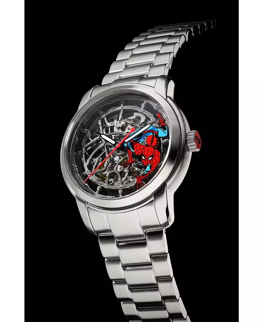 Fossil Unisex Marvel x Limited Edition Automatic Silver Stainless Steel Watch, 43mm 7
