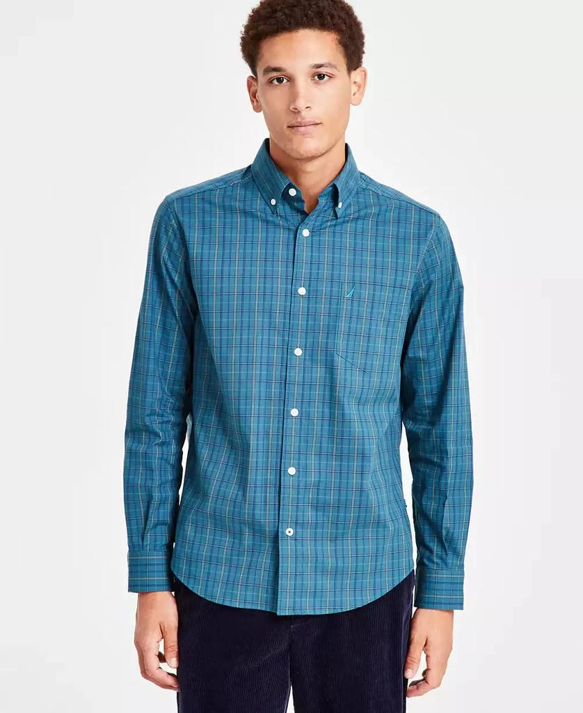 Nautica Men's Wear To Work Classic-Fit Wrinkle-Resistant Plaid Button-Down Shirt 1