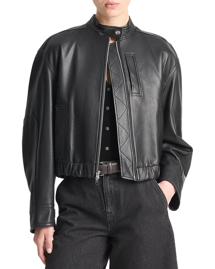 Vince Leather Cropped Bomber Jacket 1