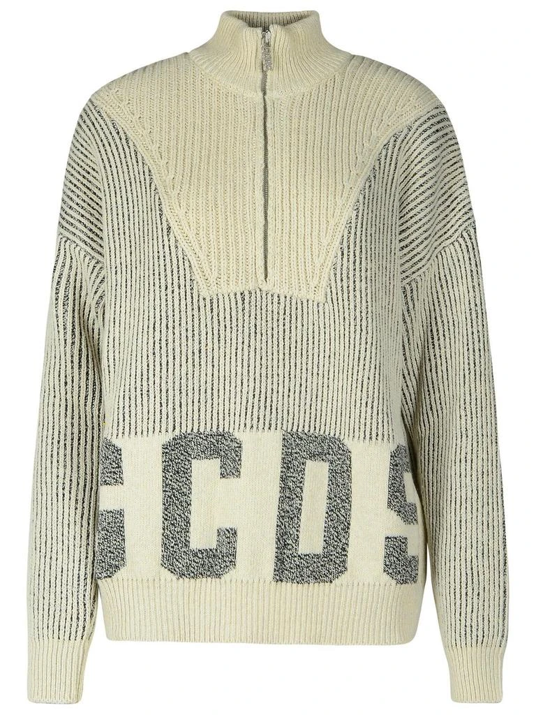 GCDS GCDS Ribbed Low Logo Zip Sweater 1