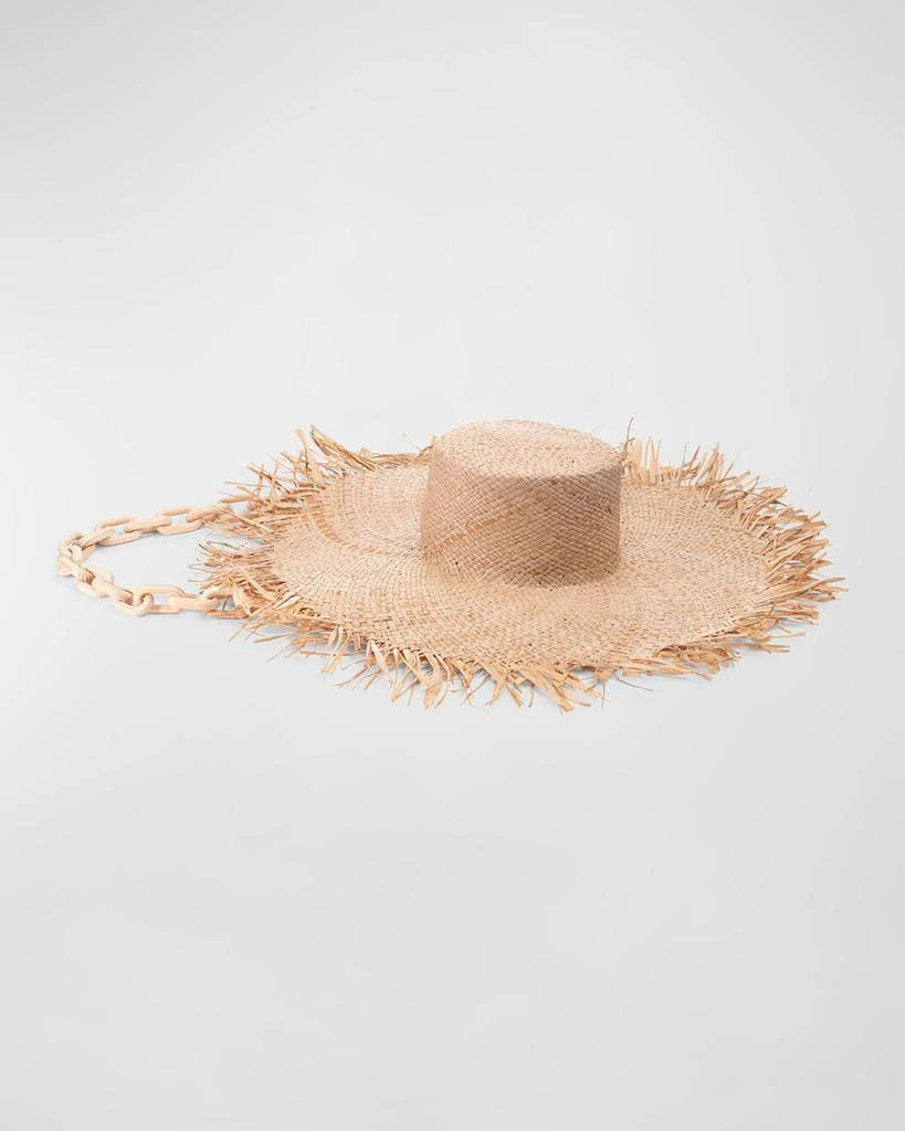 Eugenia Kim Valentina Raffia Large Brim Hat With Chain
