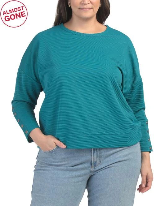 CABLE & GAUGE Plus Dolman Sleeve Top With Buttons 1