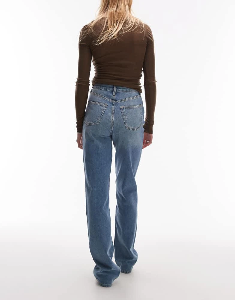 Topshop Topshop Tall Kort high rise straight jean in mid blue 2