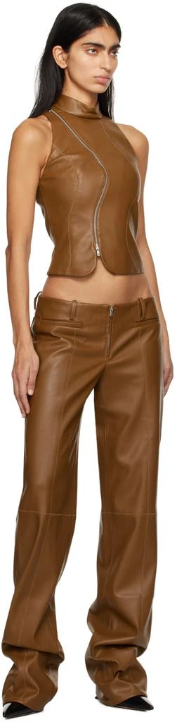 Aya Muse Tan Egas Faux-Leather Top 4