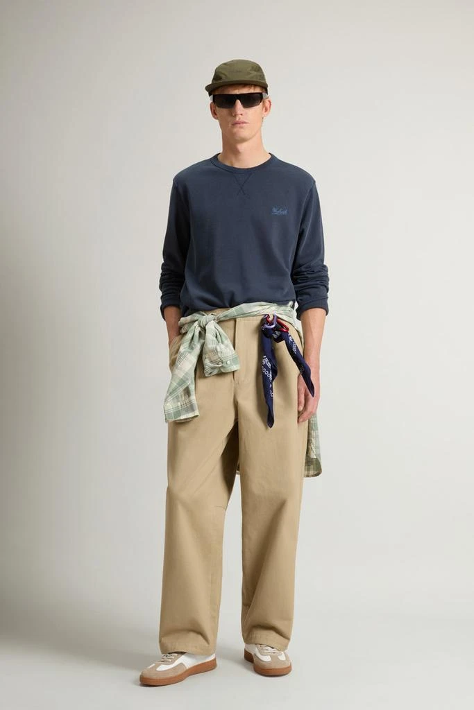 Woolrich Garment-Dyed Crewneck Sweatshirt in Light Pure Cotton - Men - Blue 2