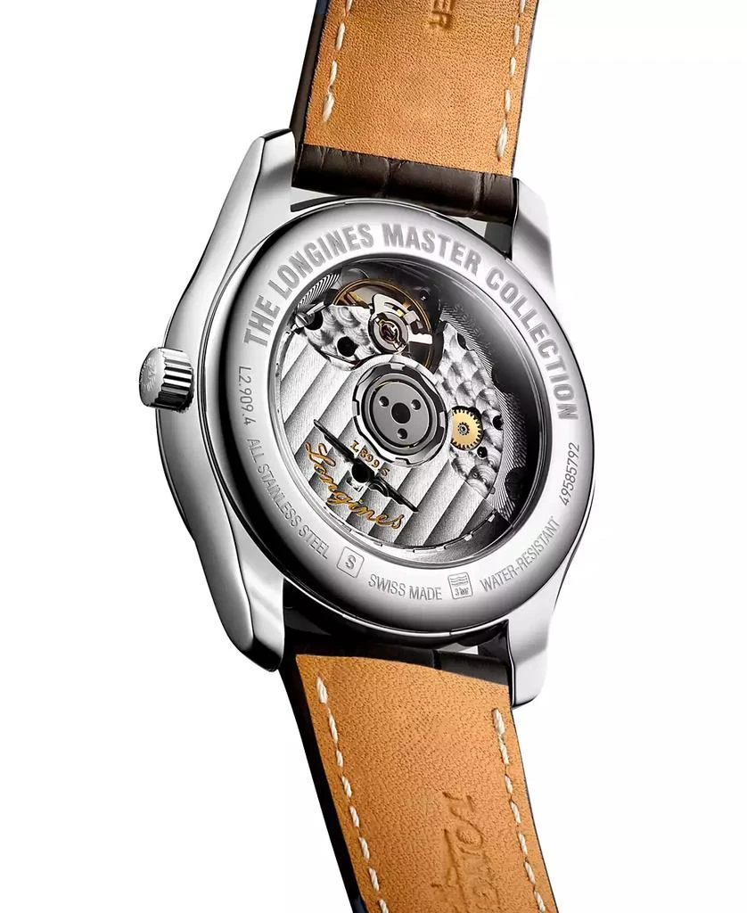 Longines Men's Swiss Automatic Master Brown Leather Strap Watch 40mm 3