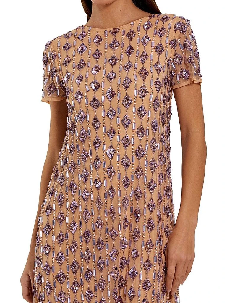 Mac Duggal Cocktail Beaded Mesh T-Shirt Knee-Length Dress 3
