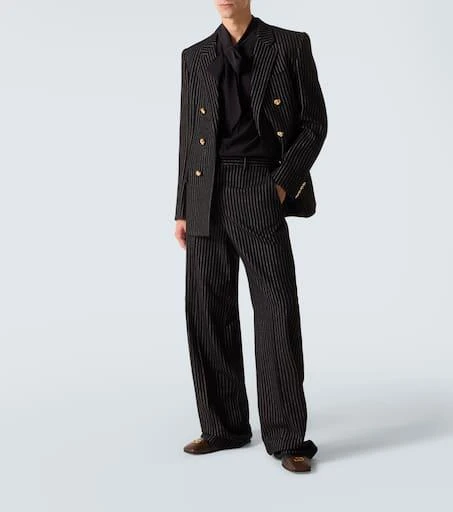 Valentino Chalk stripe wool and silk blazer 2