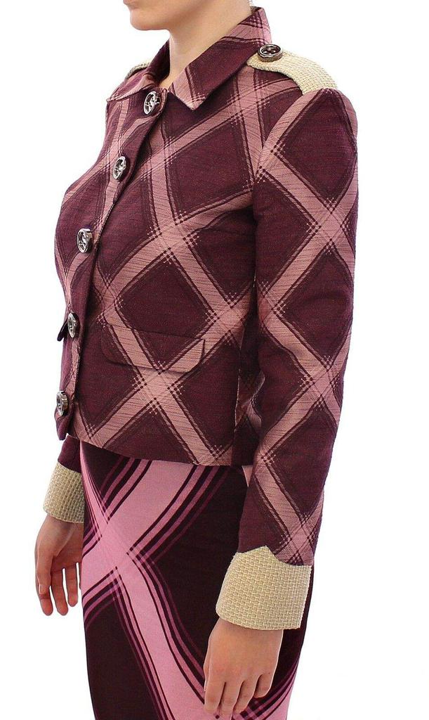 House of Holland House of Holland Check Trench Coat Blazer Purple Jacket