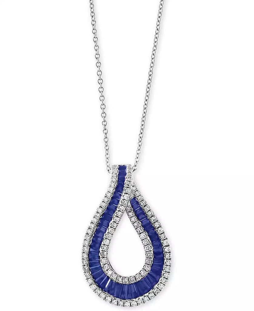 Effy EFFY® Sapphire (1-5/8 ct .t.w.) 
Diamond (3/8 ct. t.w) 18" Pendant Necklace in 14k White Gold